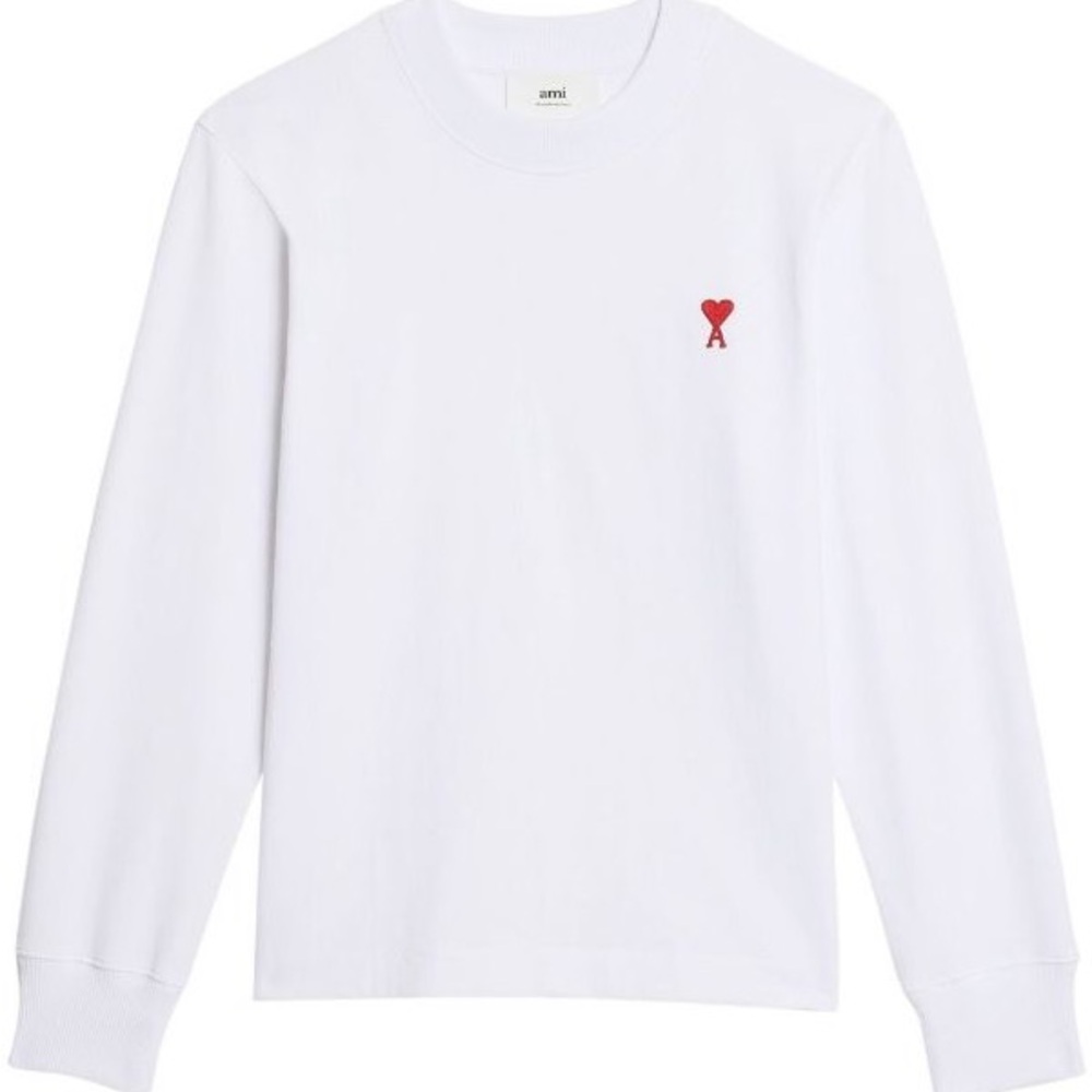 Ami White Ribbed Collar Shirt